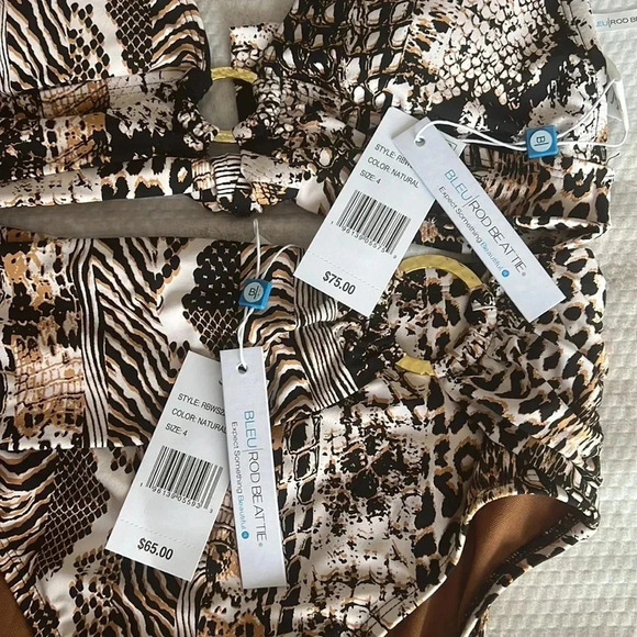 Bleu Rod Beattie Ring Banded Halter Bikini Top and Bottom - Picture 8 of 9